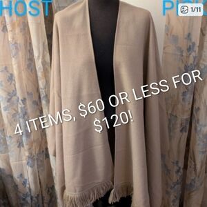 Oleg Cassini 100% wool camel poncho/shawl cape